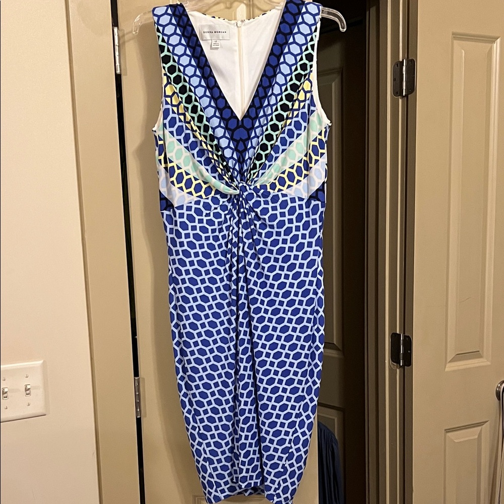 Donna Morgan Blue and White Dress